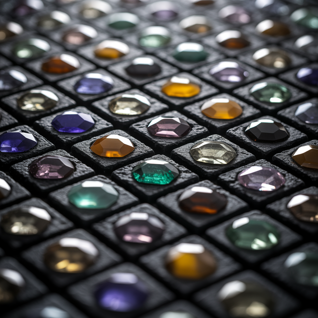 Array of faceted gem tiles